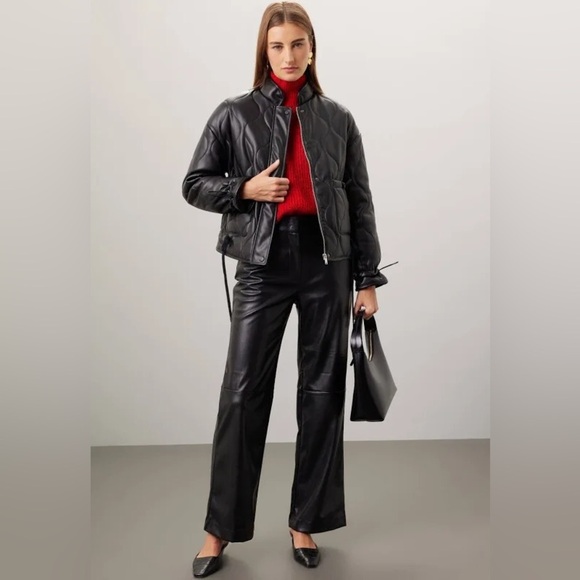 Slate & Willow Jackets & Blazers - Slate & Willow Quilted Faux Leather Black Jacket Size Small